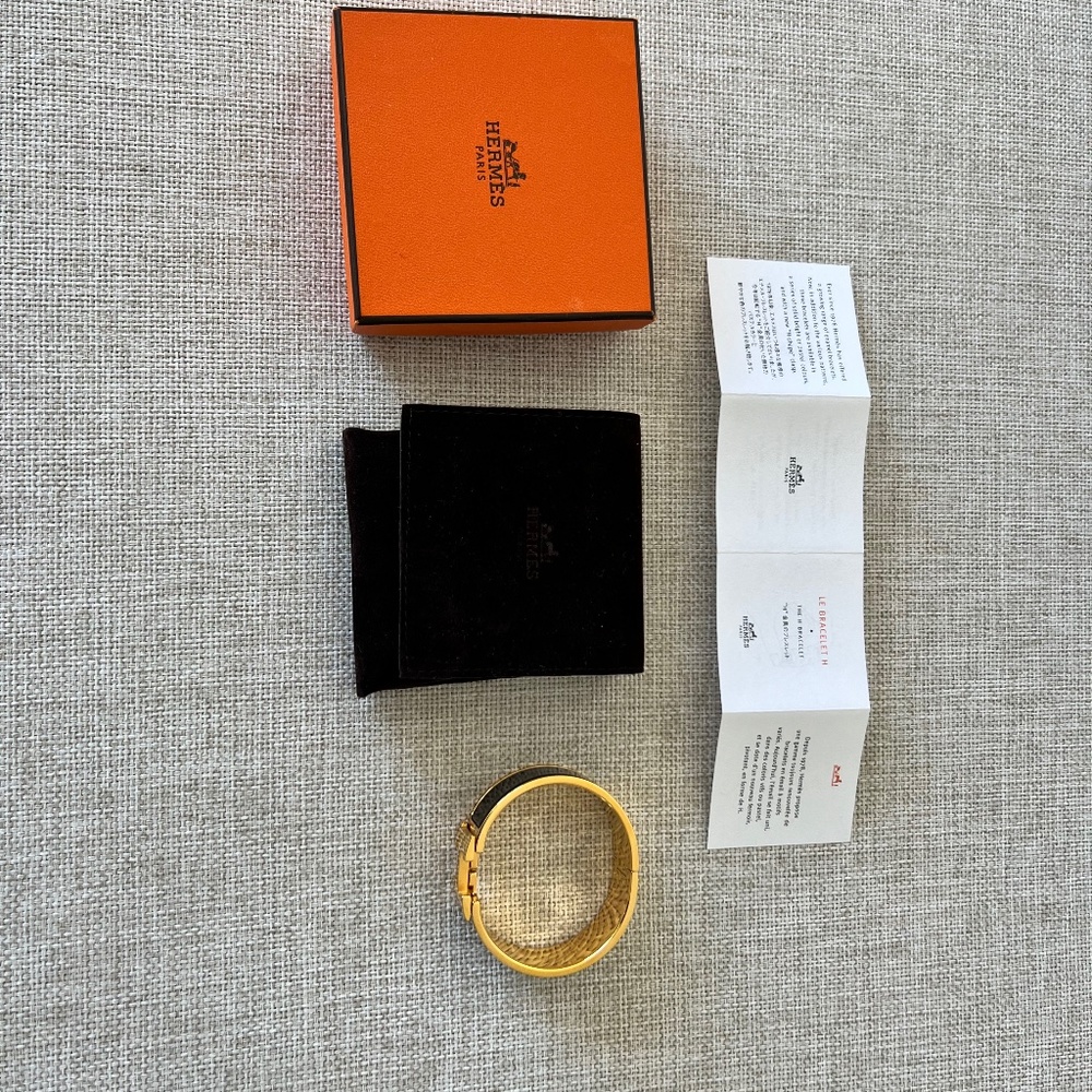 Auth Hermes wide Clic Clac H bracelet gold plated